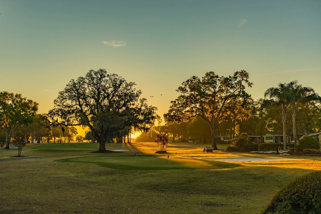 golf course at sunrise